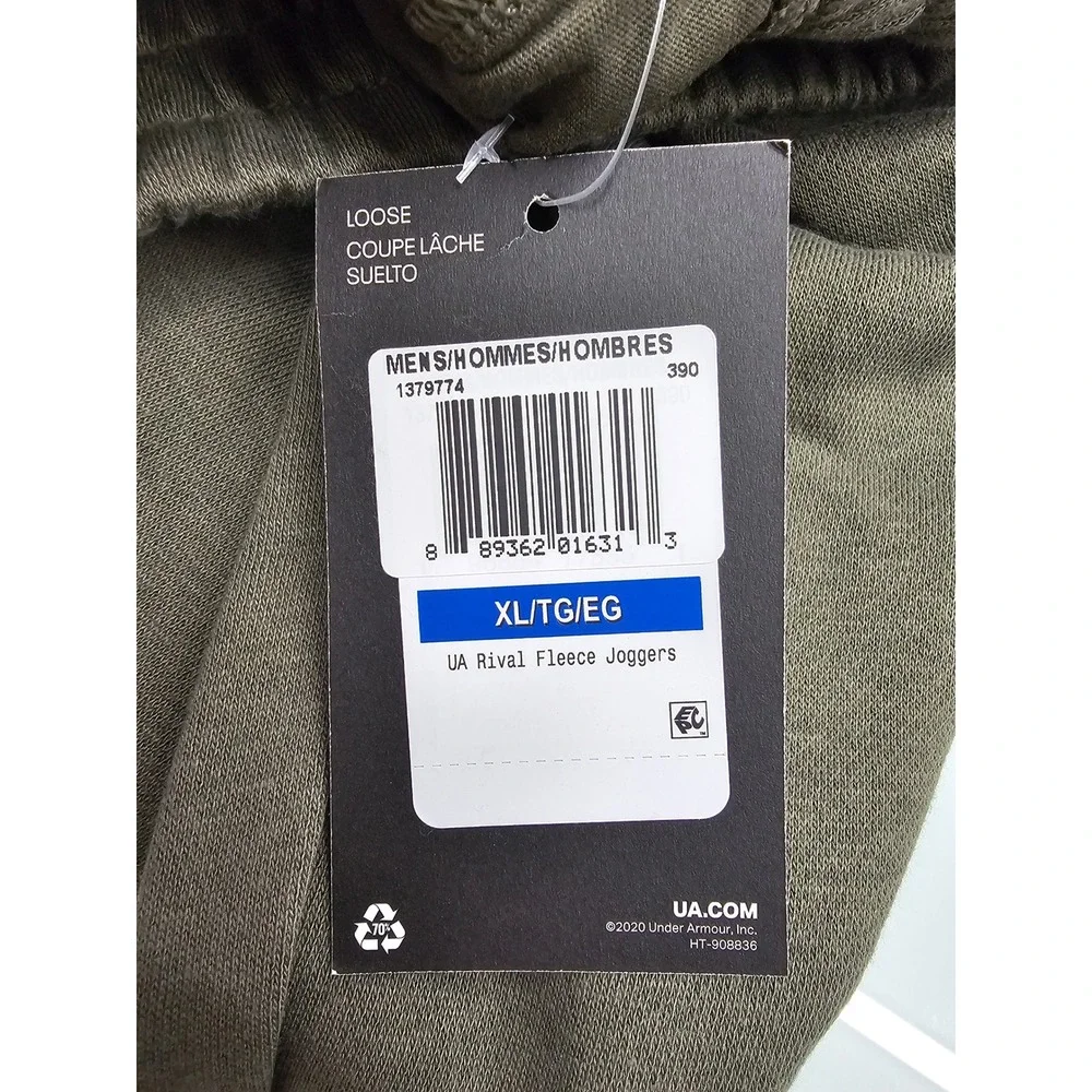 Under Armour Mens Rival Fleece Joggers Olive Green XL‎ 1379774-390 New with Tags